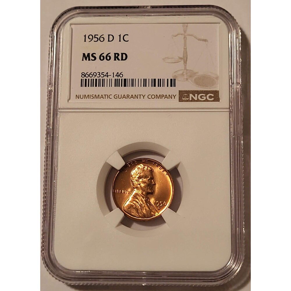 1956 D Lincoln Wheat Cent MS66 RED NGC